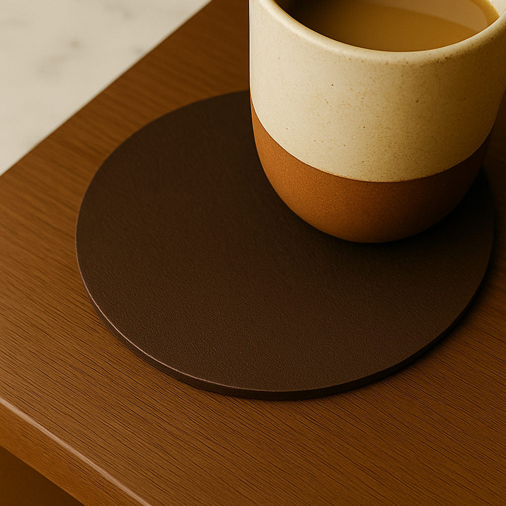 Yuvarlak Bardak Altlığı - kahverengi