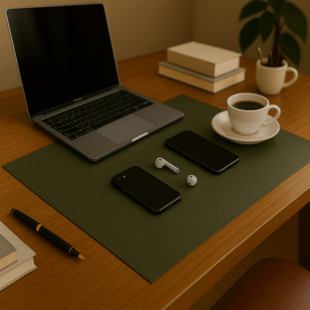 Haki 60cm x 2000cm Estetik Masa Dekor - Şık Ofis Düzenleme